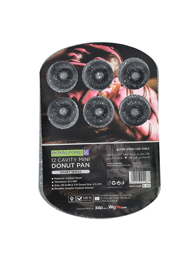 Royalford - 12 Cavity Mini Donut Pan Grey 26.5cm - Image 1