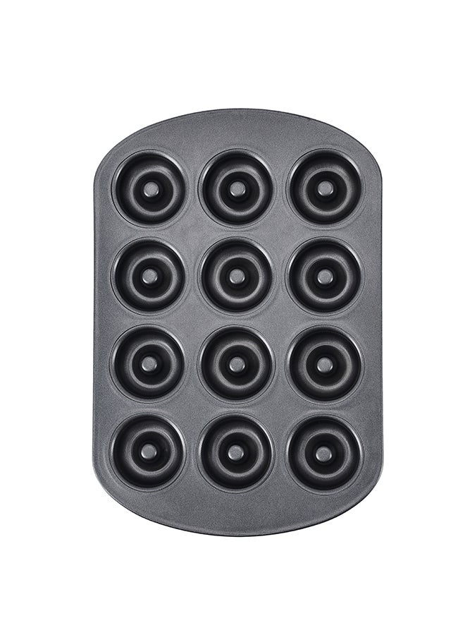 Royalford 12 Cavity Mini Donut Pan Black 26.5cm  - Image 1