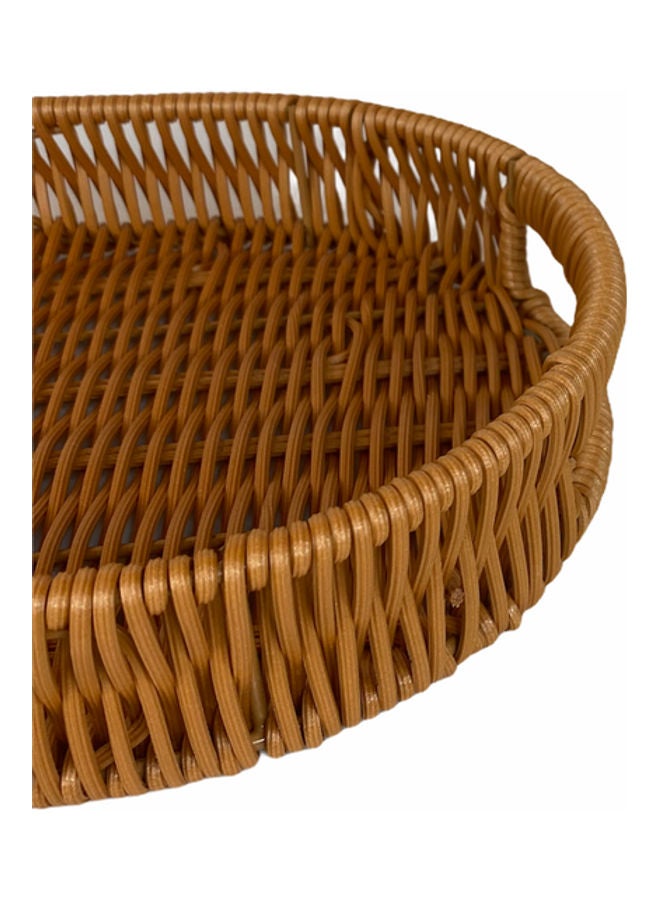 صينية بيضاوية من الخيزران الصناعي بني 29x19سم - Image 4