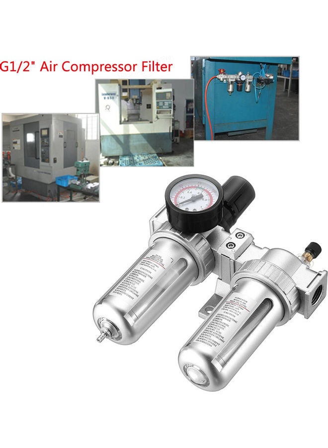 Generic - Air Compressor Filter Oil Water Separator Trap Tools With Regulator Gauge - Image 1