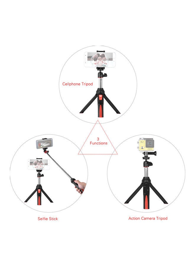BENRO Handheld Extendable Mini Tripod Selfie Stick With Remote Control Shutter Black/Red - Image 2