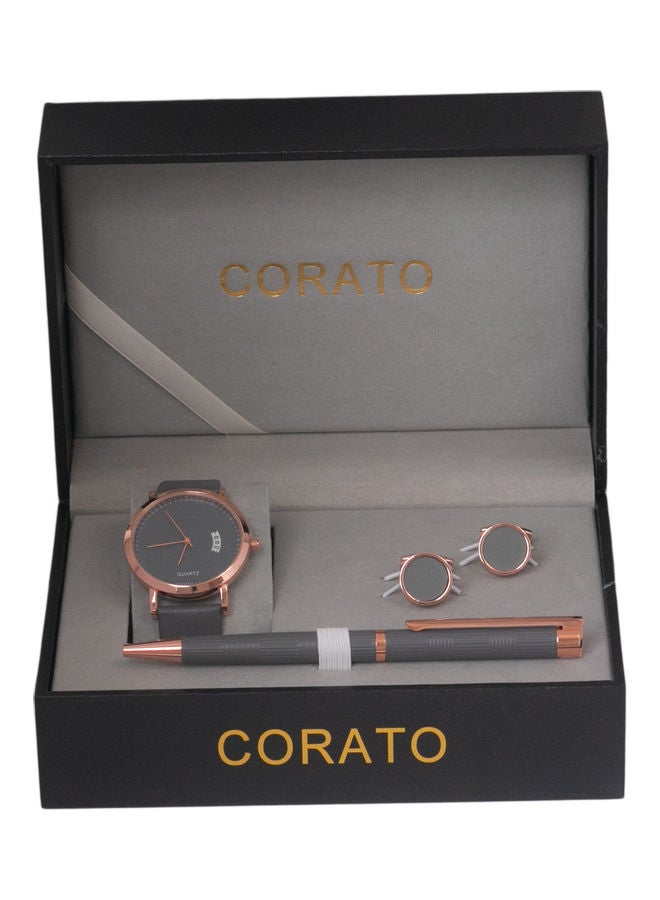 كوراتو طقم ساعة يد بعقارب مع قلم وأزرار أكمام. للرجال - Image 3