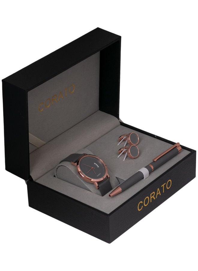 كوراتو طقم ساعة يد بعقارب مع قلم وأزرار أكمام. للرجال - Image 4