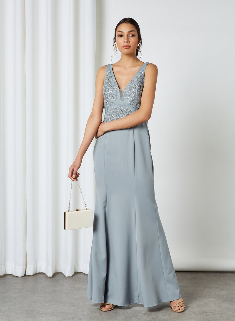 Chi-Chi London - Lydia V-Neck Dress Sea Foam - Image 1