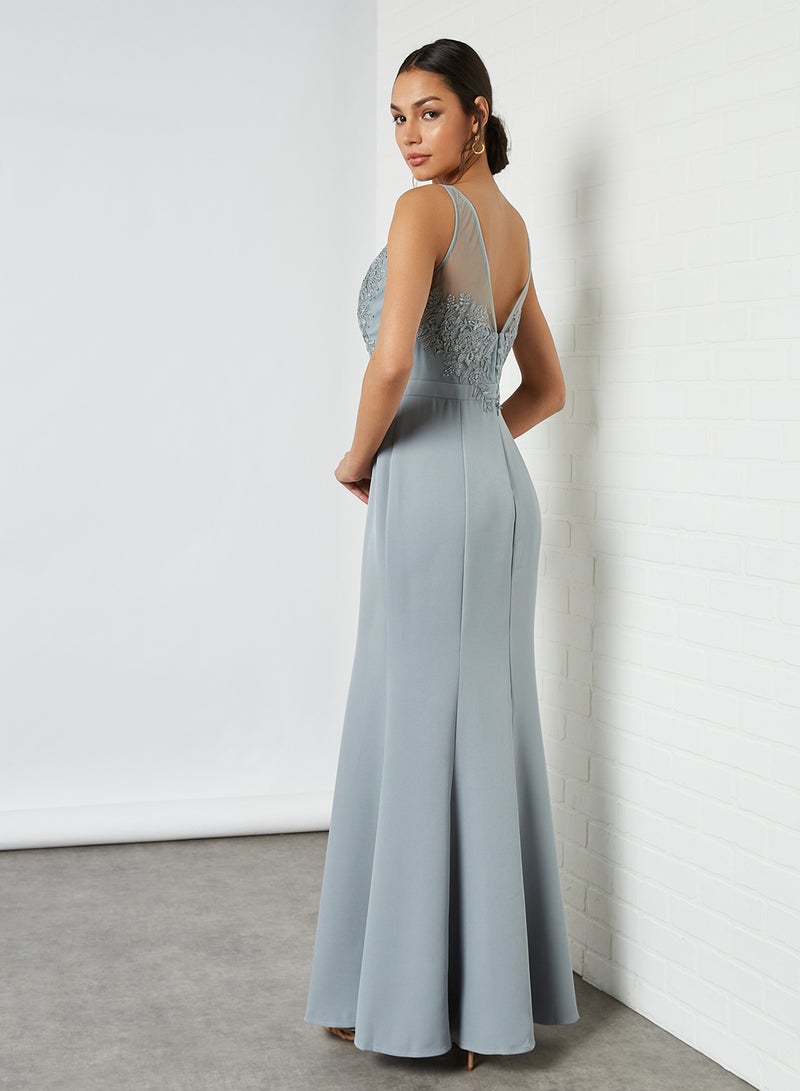 Chi-Chi London - Lydia V-Neck Dress Sea Foam - Image 1