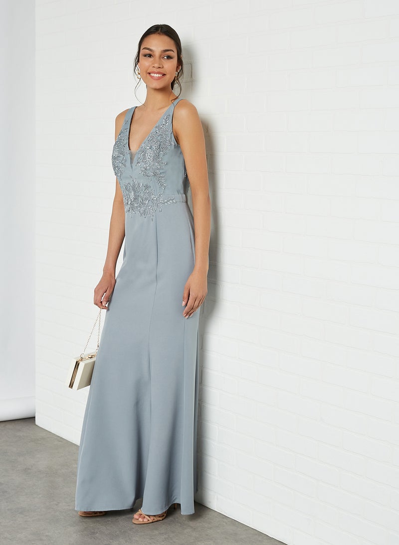Chi-Chi London - Lydia V-Neck Dress Sea Foam - Image 1