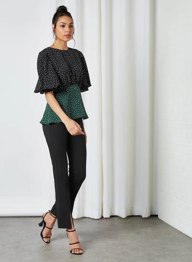 Chi-Chi London Polka Dot Colorblock Top Multi