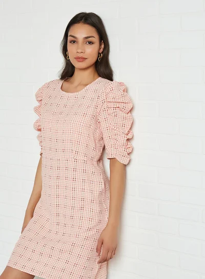 ONLY Checked Dress Dusty Rose