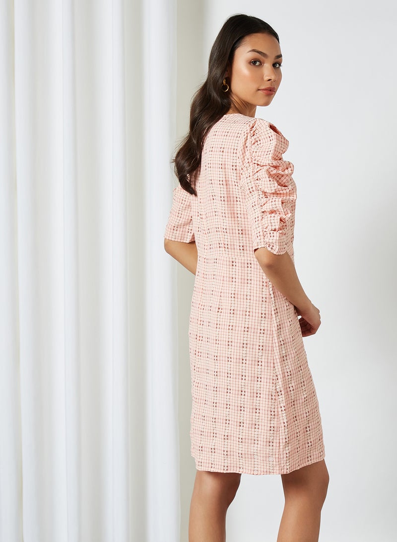 ONLY Checked Dress Dusty Rose  - Image 2