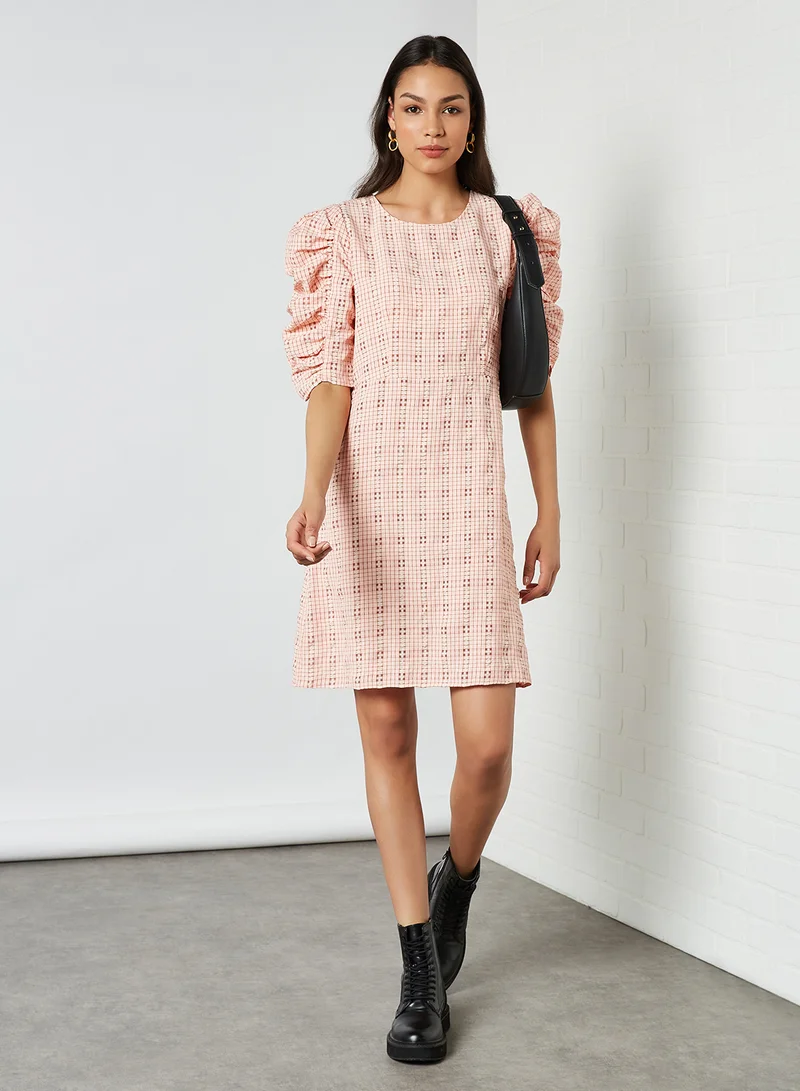 ONLY Checked Dress Dusty Rose