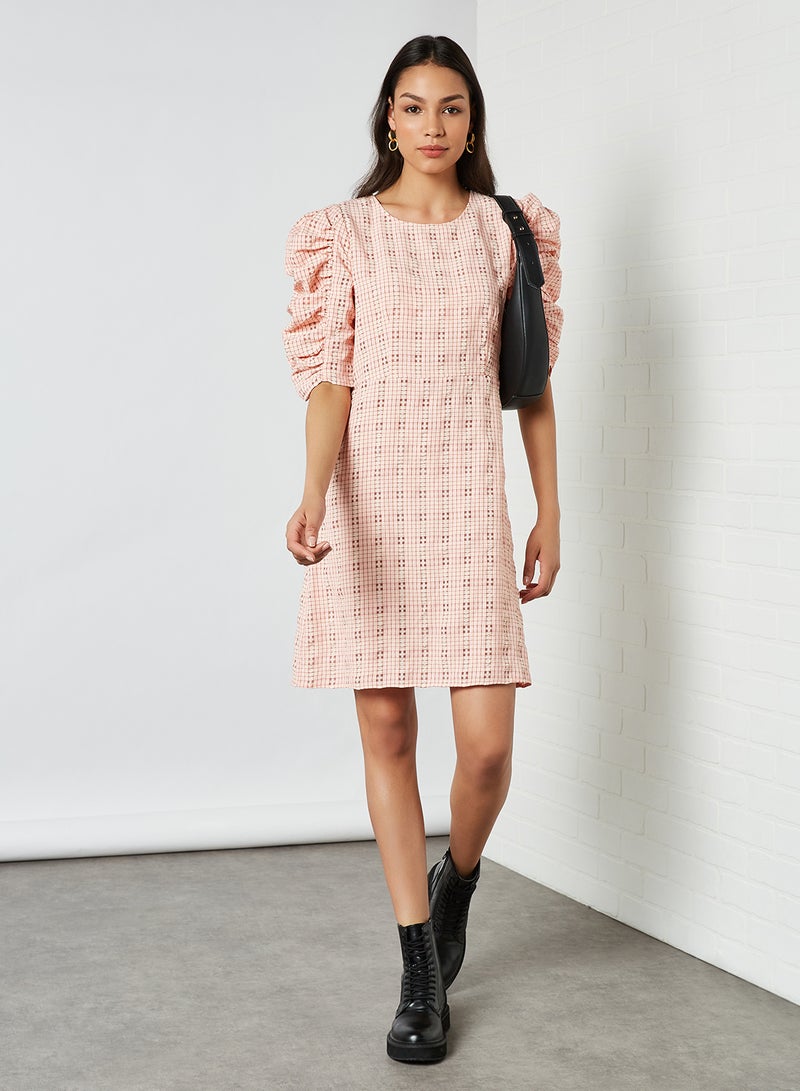 ONLY Checked Dress Dusty Rose  - Image 3