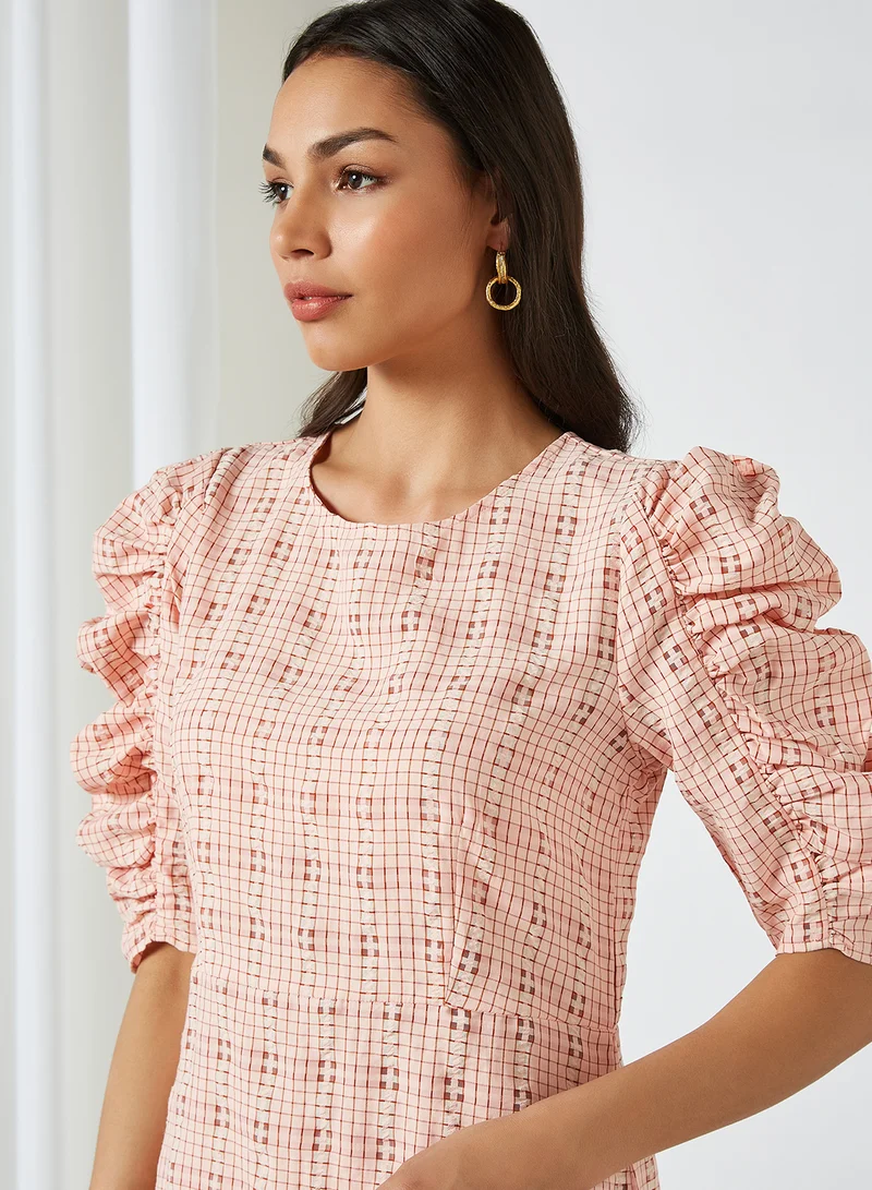 ONLY Checked Dress Dusty Rose