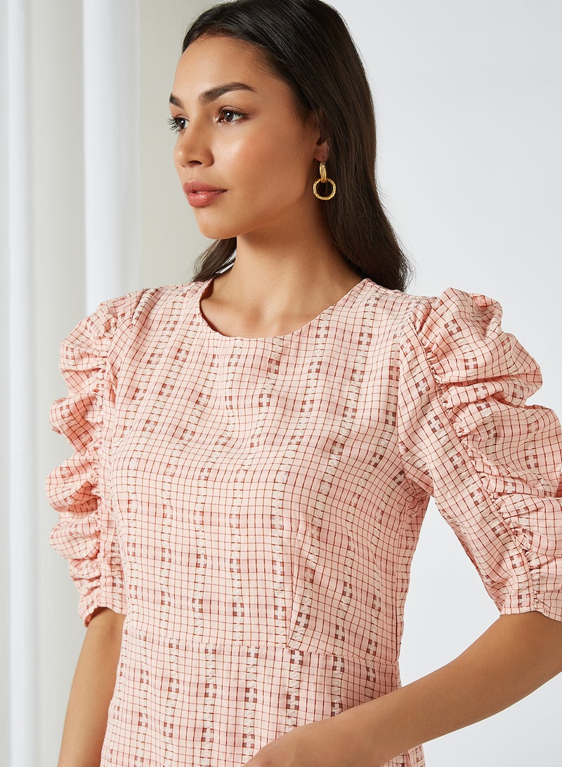 ONLY Checked Dress Dusty Rose  - Image 4