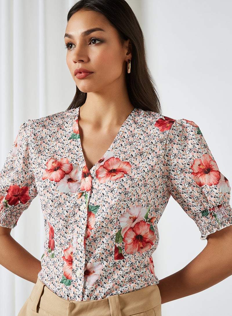 Chi-Chi London - Keiera Floral Print Blouse Multi - Image 1