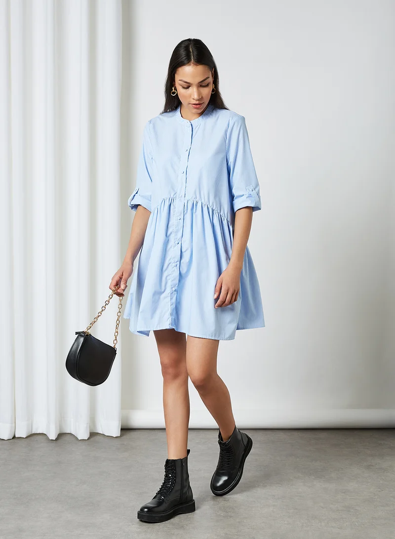 ONLY Striped Shirt Dress White Stripes Blue
