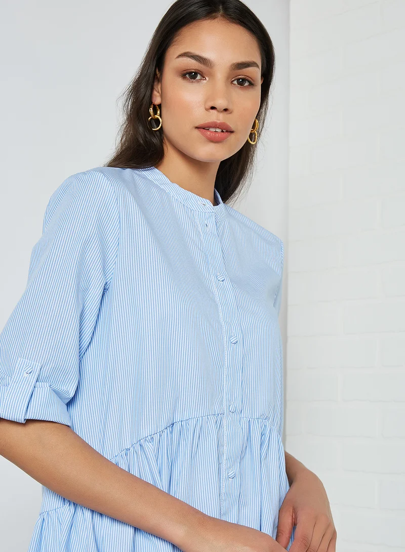 ONLY Striped Shirt Dress White Stripes Blue