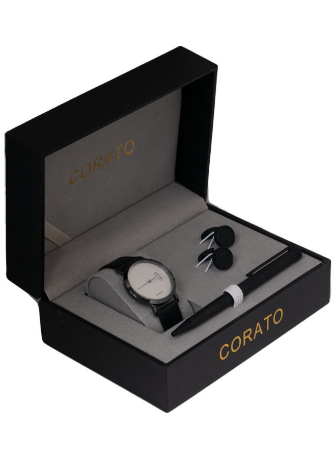 كوراتو طقم ساعة يد بعقارب مع قلم وأزرار أكمام. للرجال - Image 1