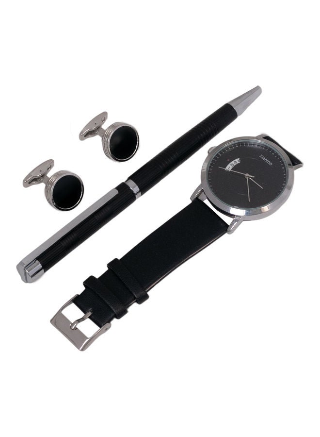 كوراتو طقم ساعة يد بعقارب مع قلم وأزرار أكمام. للرجال - Image 2