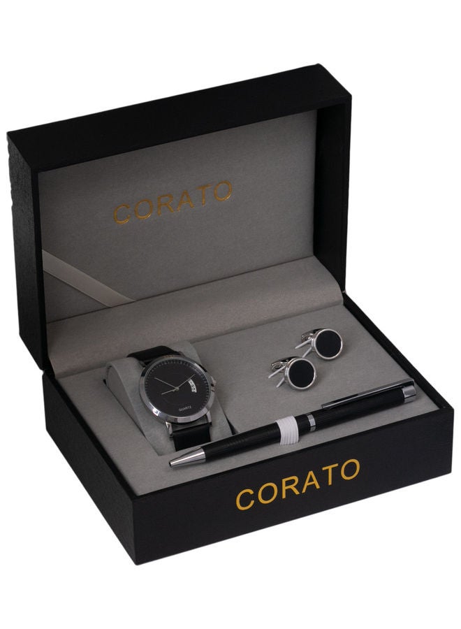 كوراتو طقم ساعة يد بعقارب مع قلم وأزرار أكمام. للرجال - Image 3