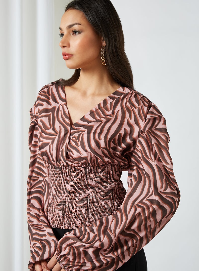 Chi-Chi London - Amber Smocked Top Pink - Image 1