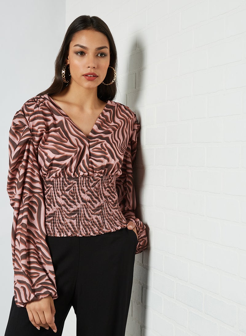 Chi-Chi London - Amber Smocked Top Pink - Image 1