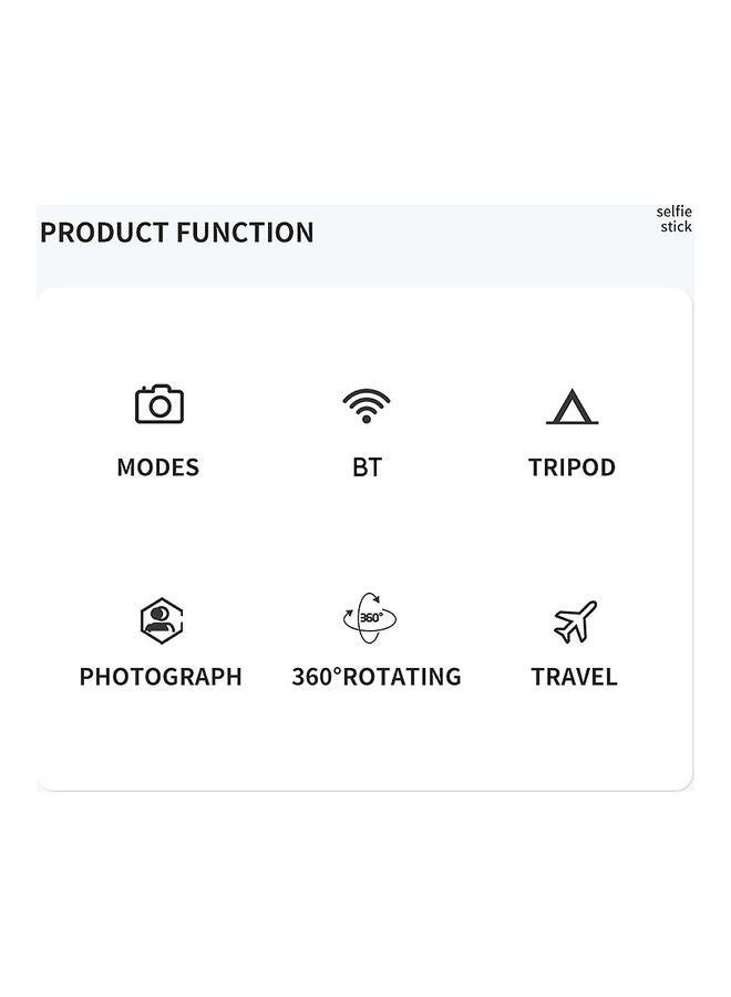 Generic - BT Selfie Stick Foldable Tripod 360° Rotation Black - Image 1