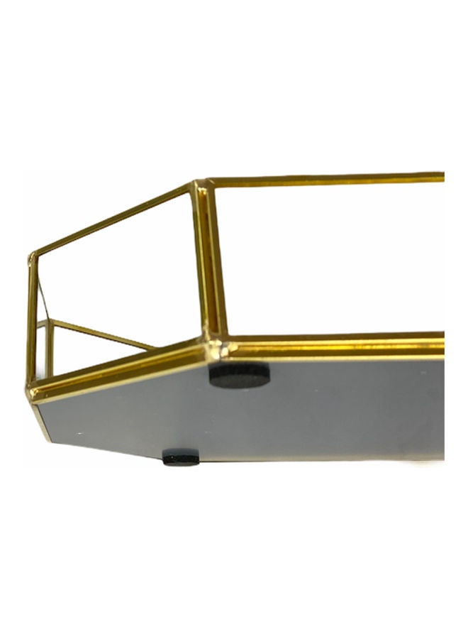 صينية بتصميم ثماني الشكل . شفاف/ ذهبي 24.5x18سم - Image 3