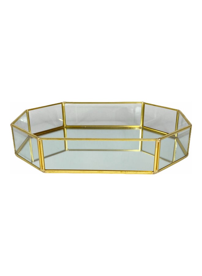 صينية بتصميم ثماني الشكل . شفاف/ ذهبي 24.5x18سم - Image 2