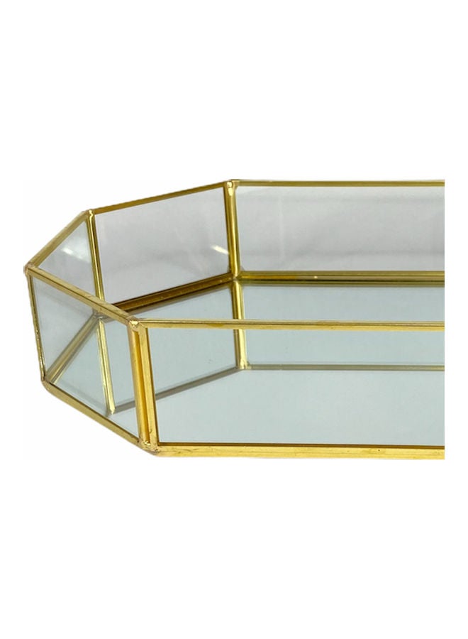 صينية بتصميم ثماني الشكل . شفاف/ ذهبي 24.5x18سم - Image 4