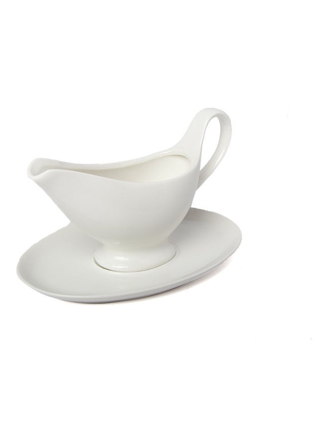 Squalo Sauce Bowl With a Plate White 2x14.5x22.5cm - Image 1
