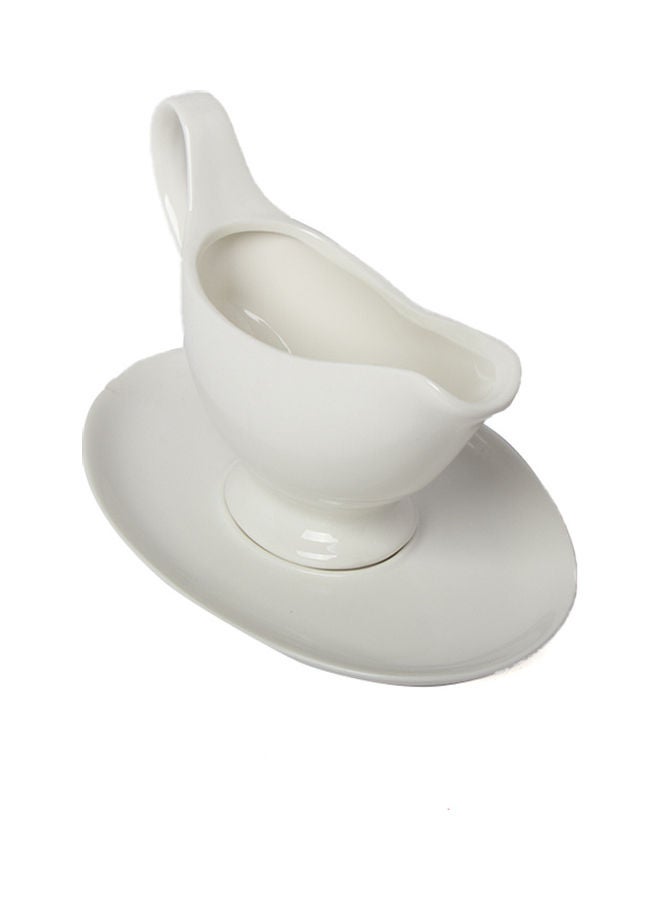 Squalo Sauce Bowl With a Plate White 2x14.5x22.5cm - Image 3