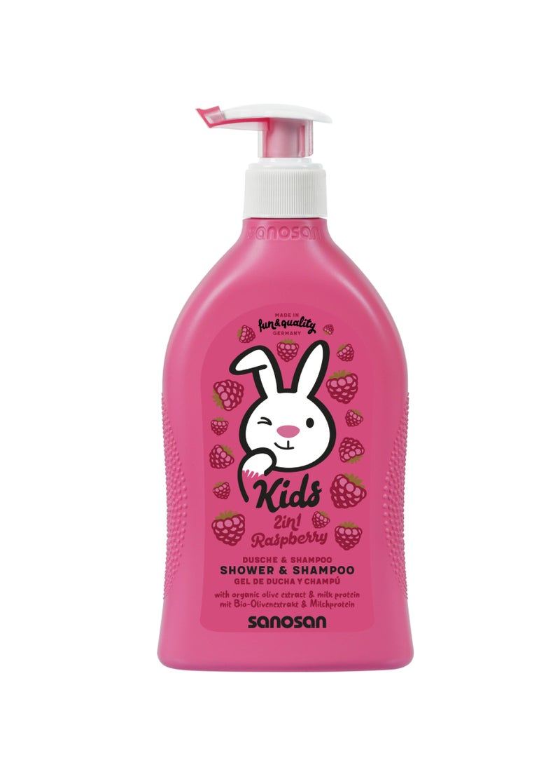 sanosan - Kids 2in1 Raspberry Shampoo & Shower Gel (SLS Free) 400ml - Image 1