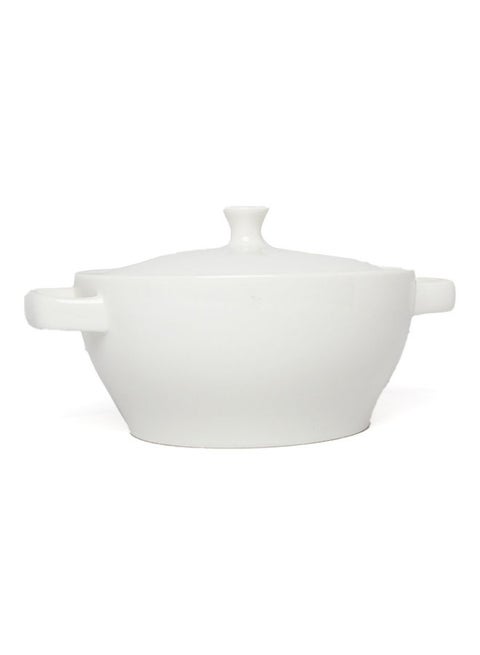 Elegant Soup Bowl With Handles And Lid White 21.5x21.5cm