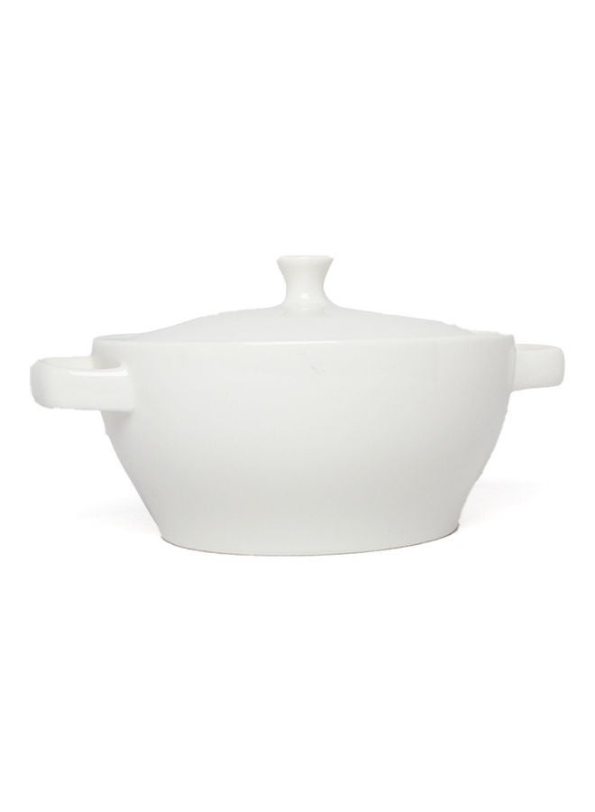 Squalo Elegant Soup Bowl With Handles And Lid White 21.5x21.5cm - Image 1