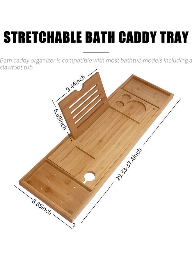 Generic - Bamboo Spa Bathtub Caddy Organizer Brown - Image 1
