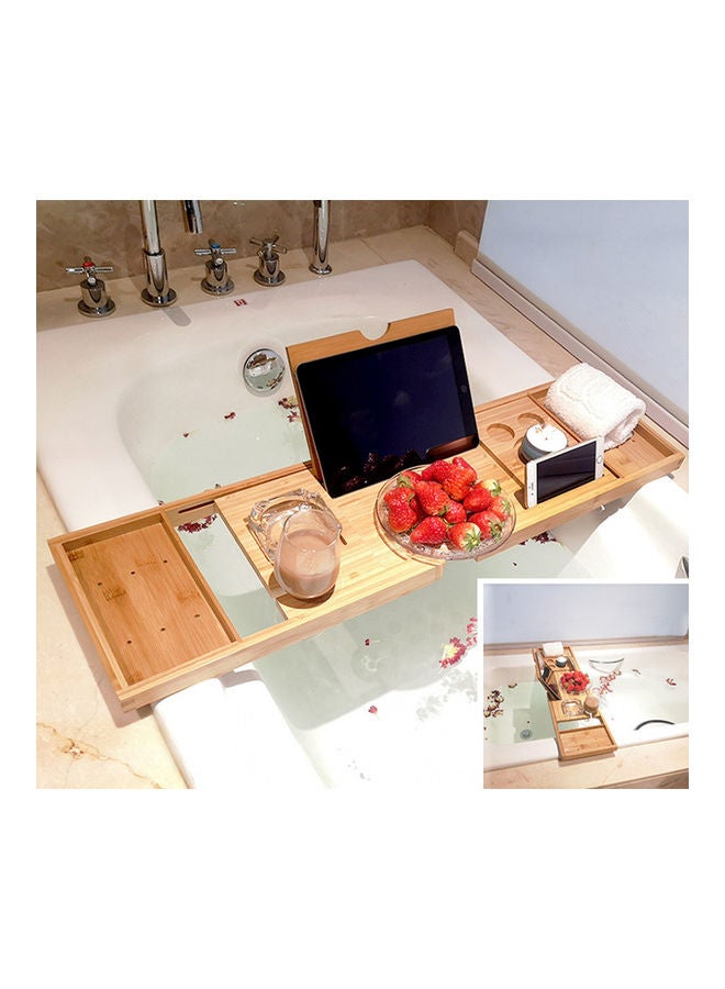 Generic - Bamboo Spa Bathtub Caddy Organizer Brown - Image 1