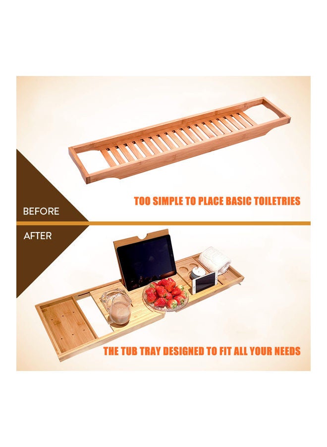 Generic - Bamboo Spa Bathtub Caddy Organizer Brown - Image 1