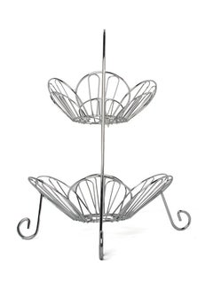 Mesh Fruit Bowl With Two Layers Silver 40x46cm