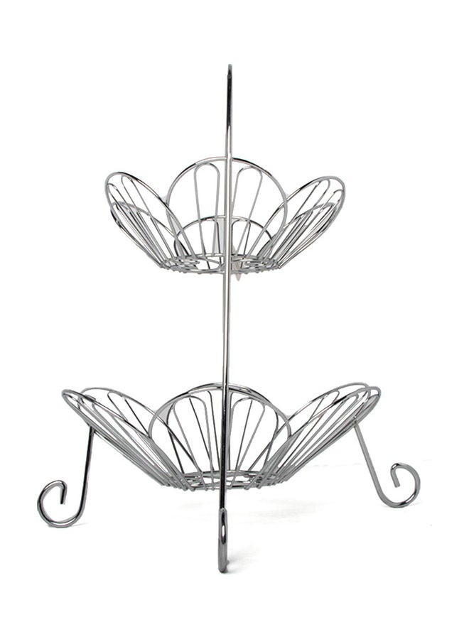 Squalo - Mesh Fruit Bowl With Two Layers Silver 40x46cm - Image 1