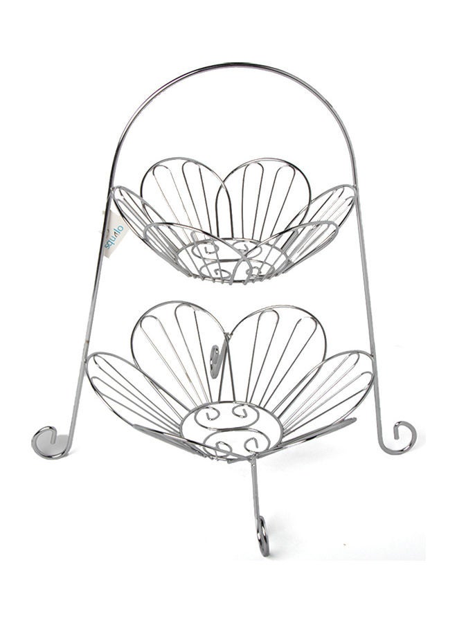 Squalo - Mesh Fruit Bowl With Two Layers Silver 40x46cm - Image 1