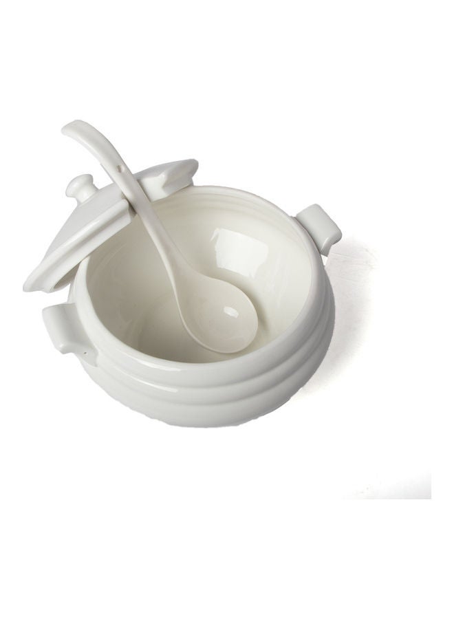 Squalo Elegant Soup Bowl With Lid And A Spoon White 3300ml - Image 3