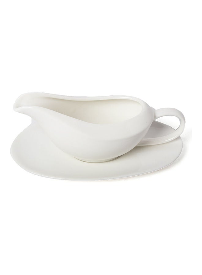 Squalo Elegant Sauce Bowl With A Plate White 0.8x10.5x17.8cm - Image 1