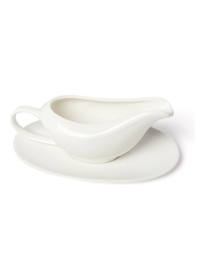 Squalo Elegant Sauce Bowl With A Plate White 0.8x10.5x17.8cm - Image 2