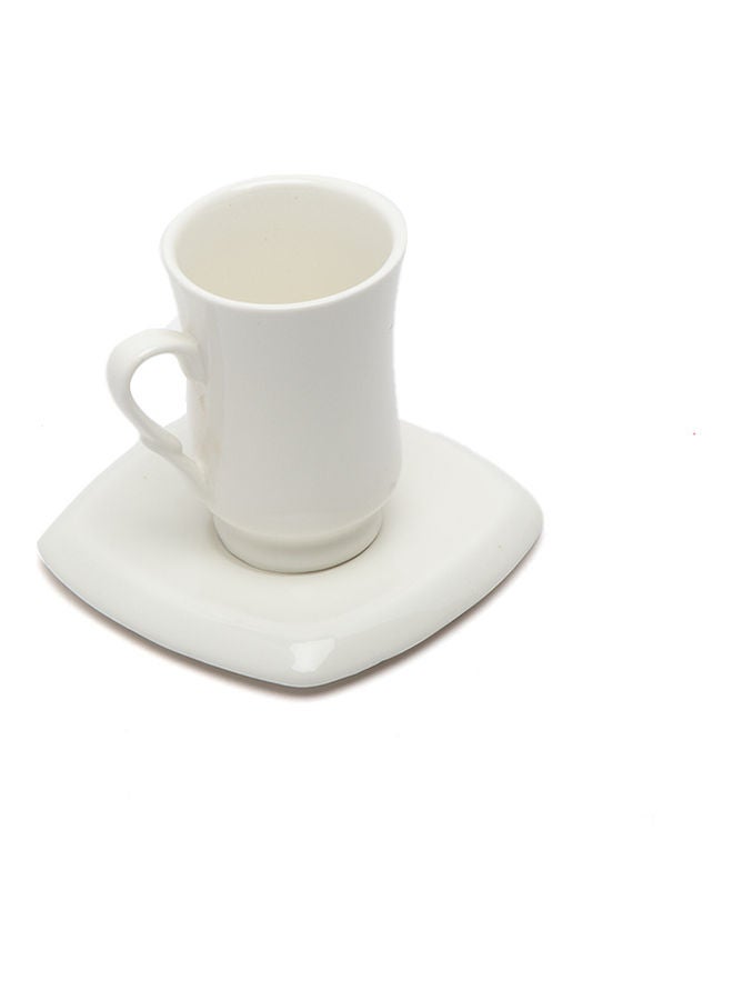 Squalo Elegant Tea Mug With Plate White 125ml  - Image 1