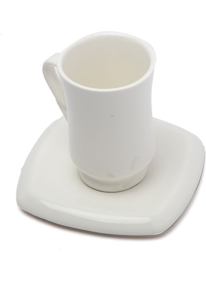 Squalo Elegant Tea Mug With Plate White 125ml  - Image 2