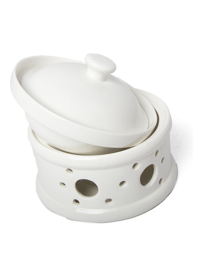 Elegant Soup Bowl With Lid White 14x14cm