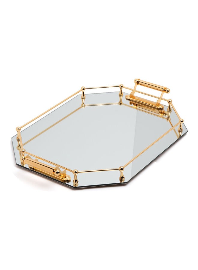 Squalo Modern Decorated Mirror Tray Gold/Silver 42x64cm  - Image 1