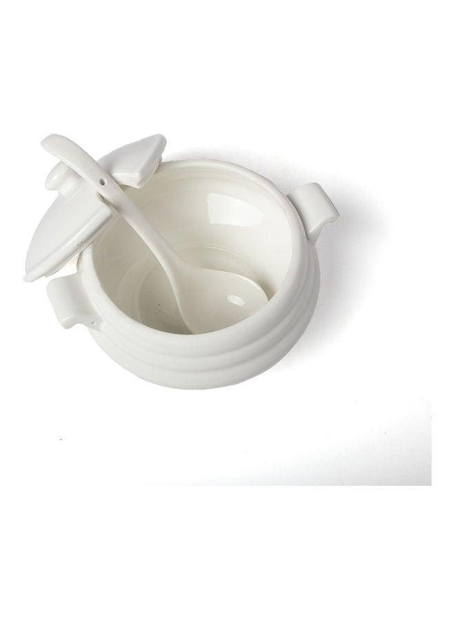 Squalo Elegant  Soup Bowl With Lid And A Spoon White 1300ml - Image 2
