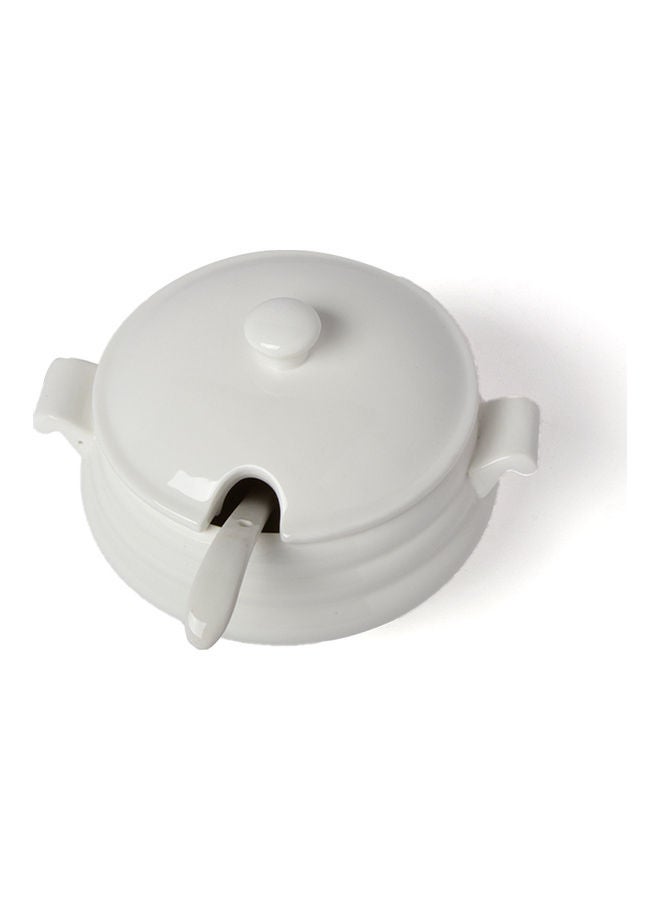 Squalo Elegant  Soup Bowl With Lid And A Spoon White 1300ml - Image 3
