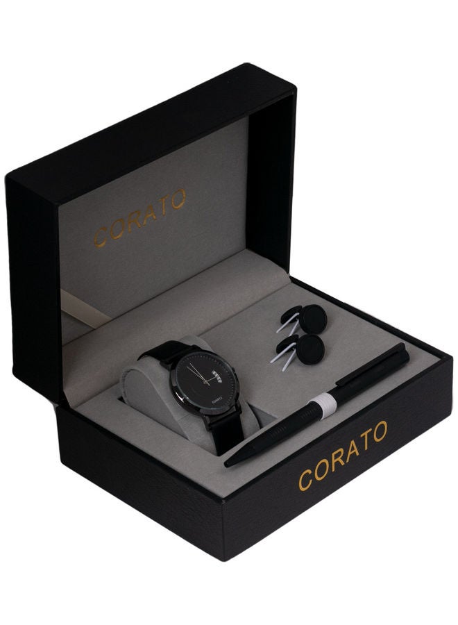 كوراتو طقم ساعة يد بعقارب مع قلم وأزرار أكمام. للرجال - Image 1